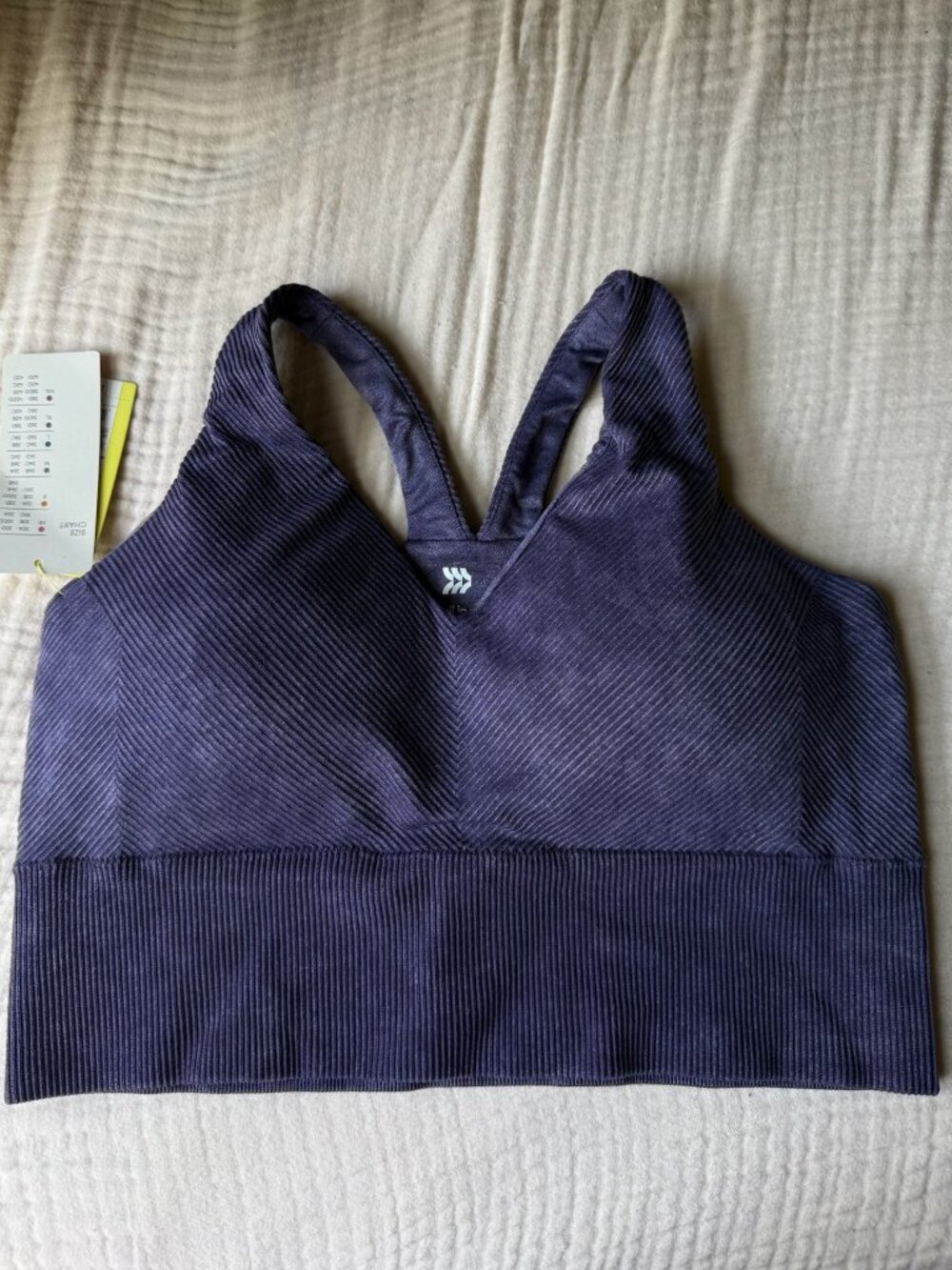 All In Motion Purple Ribbed V-neck Longline Seamless Sports Bra - Sz XL - Picture 3 of 7
